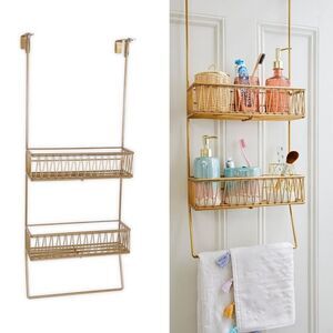 NEW gold STURDY over the door bathroom shower closet beauty bath organizer NWT